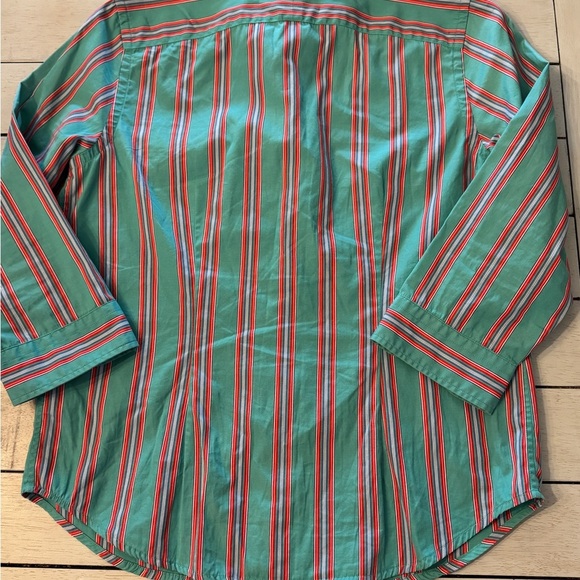 Lauren- Ralph Lauren-Petite striped button down blouse Sz P/Small - Picture 2 of 4